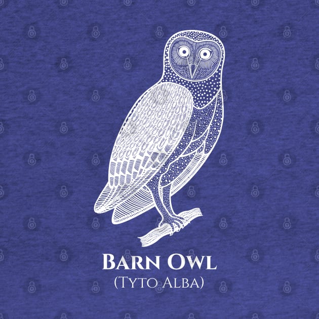 Barn Owl with Common and Latin Names - animal lovers design by Green Paladin